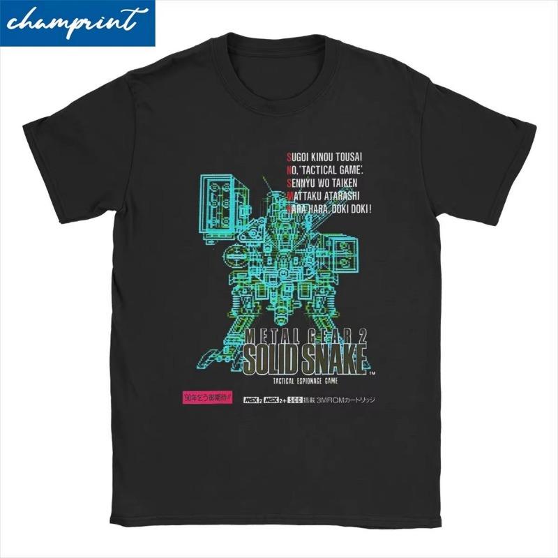 Herren Damen MGS1 Solid Snake Spiel T-Shirt Metal Gear Baumwolle Oberteile Lustige Kurzarm Rundhals T-Shirts Klassische T-Shirts 5XL blue