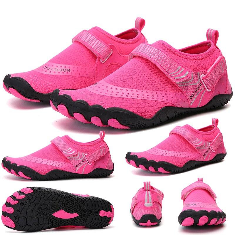 Paar Schnell trocknende Wasser Schuhe Strand Wasser Schuhe Frauen Schwimmen Tauchen Schuhe Männer Outdoor Angeln Waten Shoes28-48 # 34 rose rot