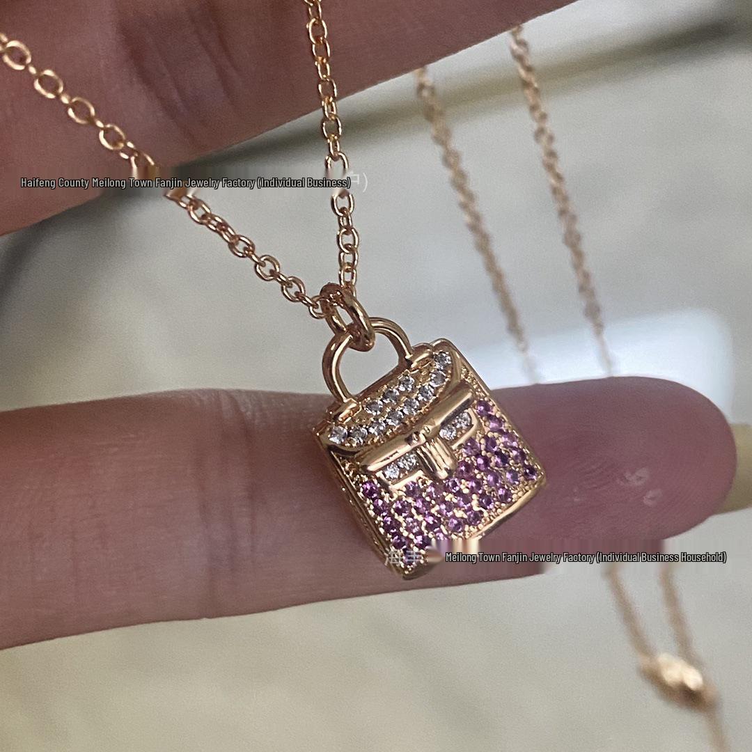 Damen 18K Roségoldplattierte Diamant Kelly Handtaschen Halskette