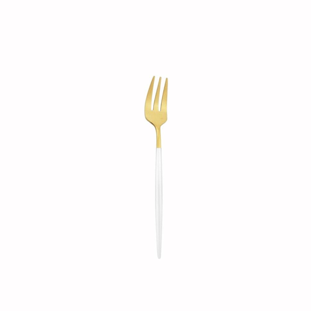 Weißgold Geschirr Messer Dessertgabel Kaffeelöffel Geschirr Buttermesser Kuchengabel 1 Stück 18/10 Edelstahl Besteckset Cake Fork weiß/gold