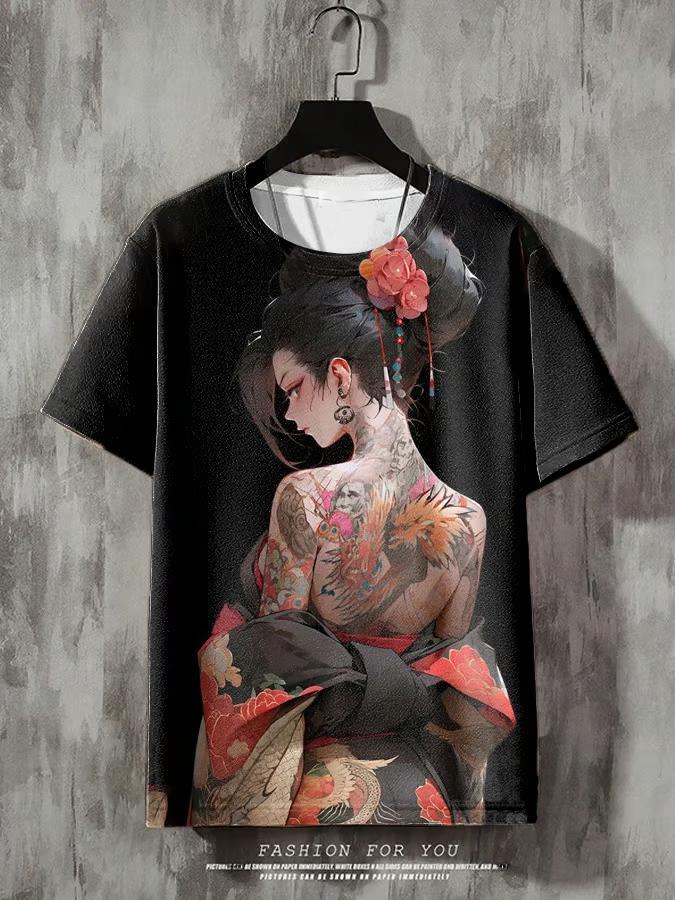 Herrenmode Anime Girl T-Shirt im japanischen Stil Sexy Beauty 3D-gedruckte T-Shirts Mann Frauen Kurzarm T-Shirts Lose Casual Y2k Top L