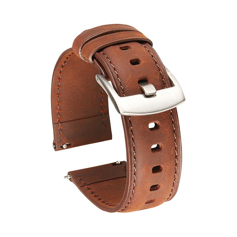 Mode Leder Uhrenarmbänder Männer 20mm/22mm Uhrenarmbänder für Männer Silber/Schwarz Schnalle Leder Nähte Uhrenarmbänder 20mm braun