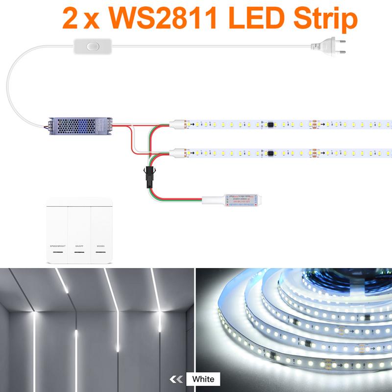 Smart Addressable Pixel LED Streifen Licht 120LED/M 24V WS2811 Fließende Wasser Fluss Jagen LED Licht Band Für Zimmer treppen Wand Dekor 5M-2PC