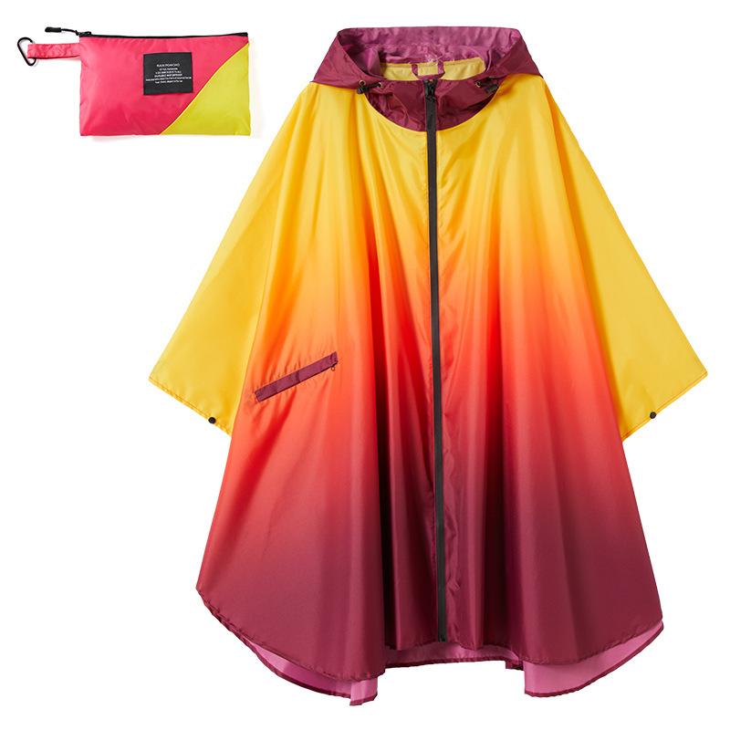 Große Größe Damen Regenmantel mit Farbverlauf Leichter Regenmantel Poncho Damen Wasserdichter Umhang Regenmäntel Erwachsene Bunte Regenbekleidung