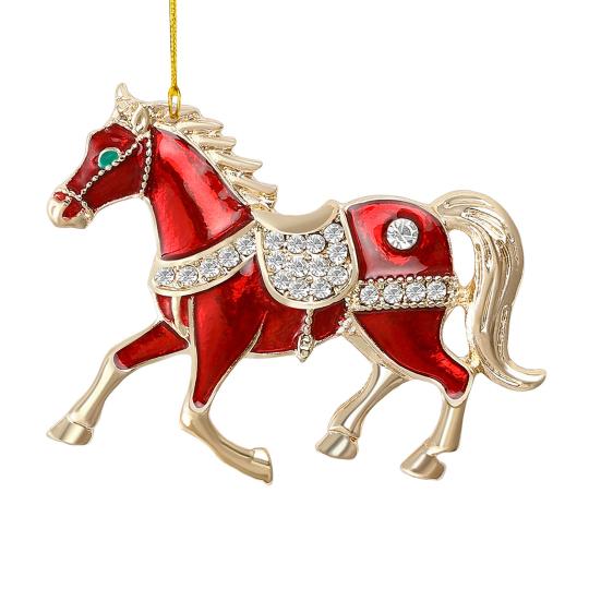 Pferd Weihnachtsschmuck Glitzernder Strass Pferd Hängende Dekoration Acryl Weihnachtsbaumschmuck für Winter Weihnachten Partyzubehör Heimdeko E