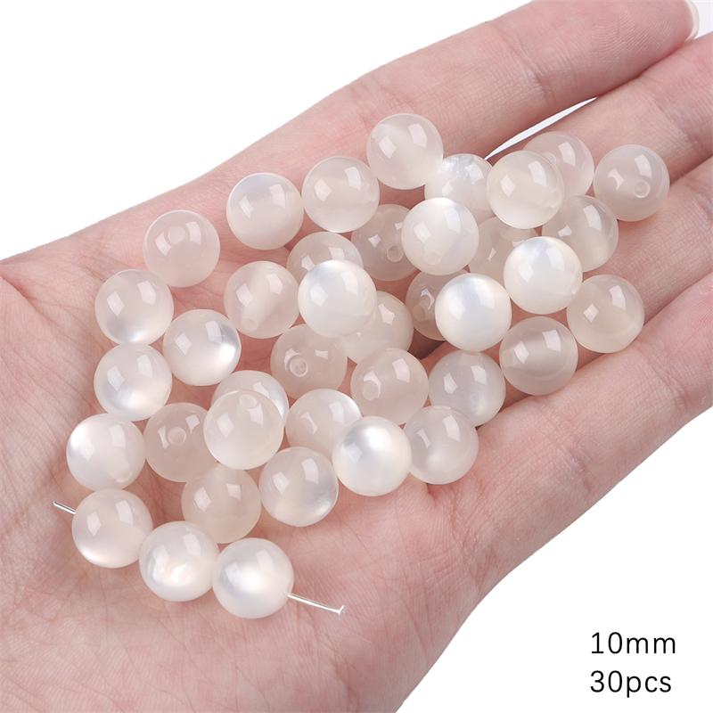 30/50Pcs Harz Perlen Imitation Katzenauge Ball Perlen Für DIY Halskette Armband Ohrringe Schmuck Machen Handwerk Zubehör 10mm 30pcs weiß