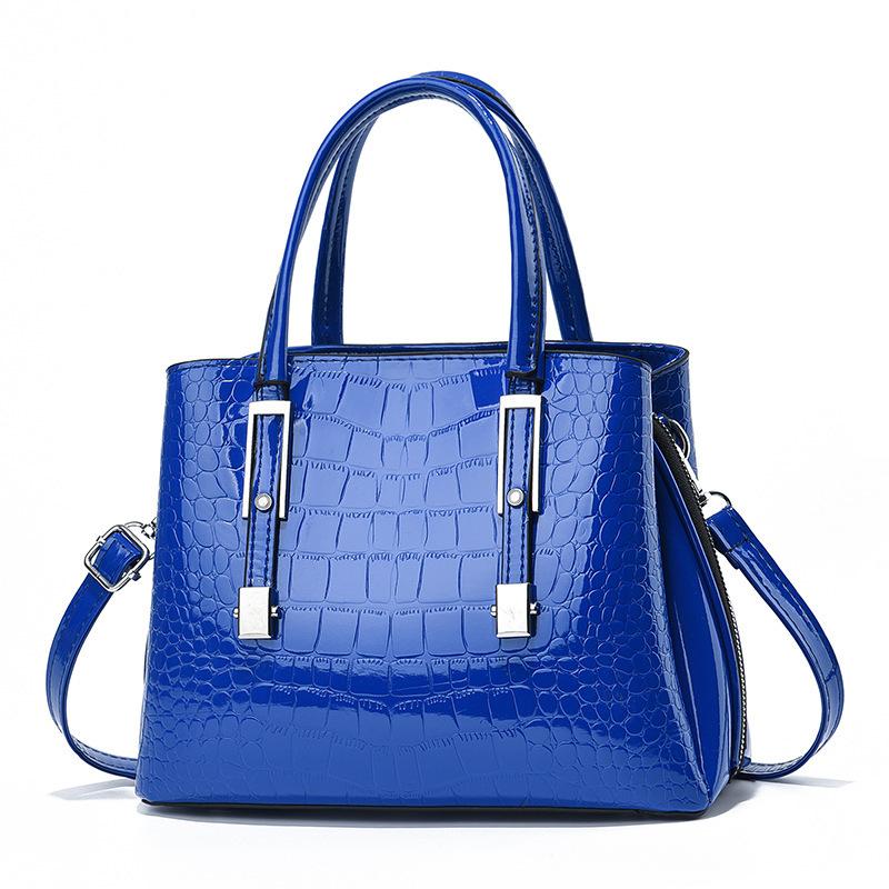 Handtasche Tasche Damen Tasche Mode Helles Leder Handtasche Damen Neu Steinmuster Damen saphirblau