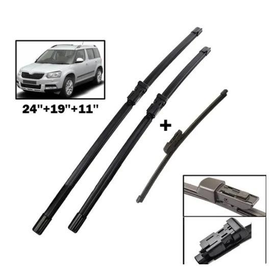 Passend für Skoda Yeti 2009-2017 Scheibenwischer vorne und hinten Nodi Scheibenwischerblätter Yedi 2013-2017 24 inch + 19 inch + 11 inch