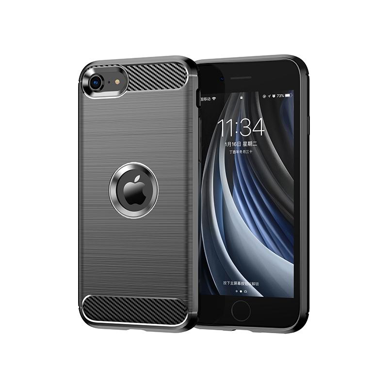 Für iPhone SE2 Hülle Für Apple iPhone SE3 SE2 Hülle 4,7 Zoll Carbon Fiber Stoßfest Silikon Bumper Für iPhone SE 2022 2020 For iPhone SE 2020 schwarz