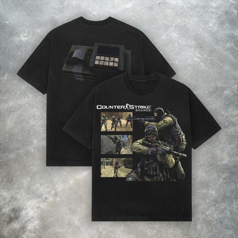 Counter Strike Source T-Shirt Vintage Y2K Streetwear T-Shirt Herren Damen Lässig Baumwolle Oversized Y2k Kurzarm Streetwear Männliche Kleidung XL