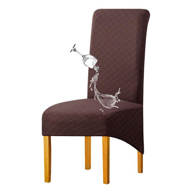 Wasserdichter Stuhlbezug aus Diamant-Jacquard mit hoher Rückenlehne, einfarbig, Stretch-Stuhlhussen für Esszimmer, Hochzeit, Hotel, Bankett, Sitzbezug 1 Piece schokoladenbraun