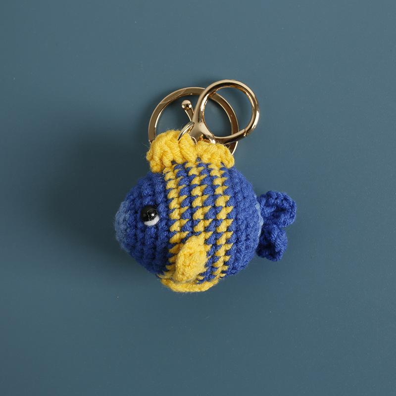 Strick-Goldfisch-Schlüsselanhänger Kreative Clownfisch-Häkel-Schlüsselanhänger Gestrickter Kleiner Fisch-Anhänger Schlüsselanhänger Benutzerdefinierte Schlüssel-Accessoires black
