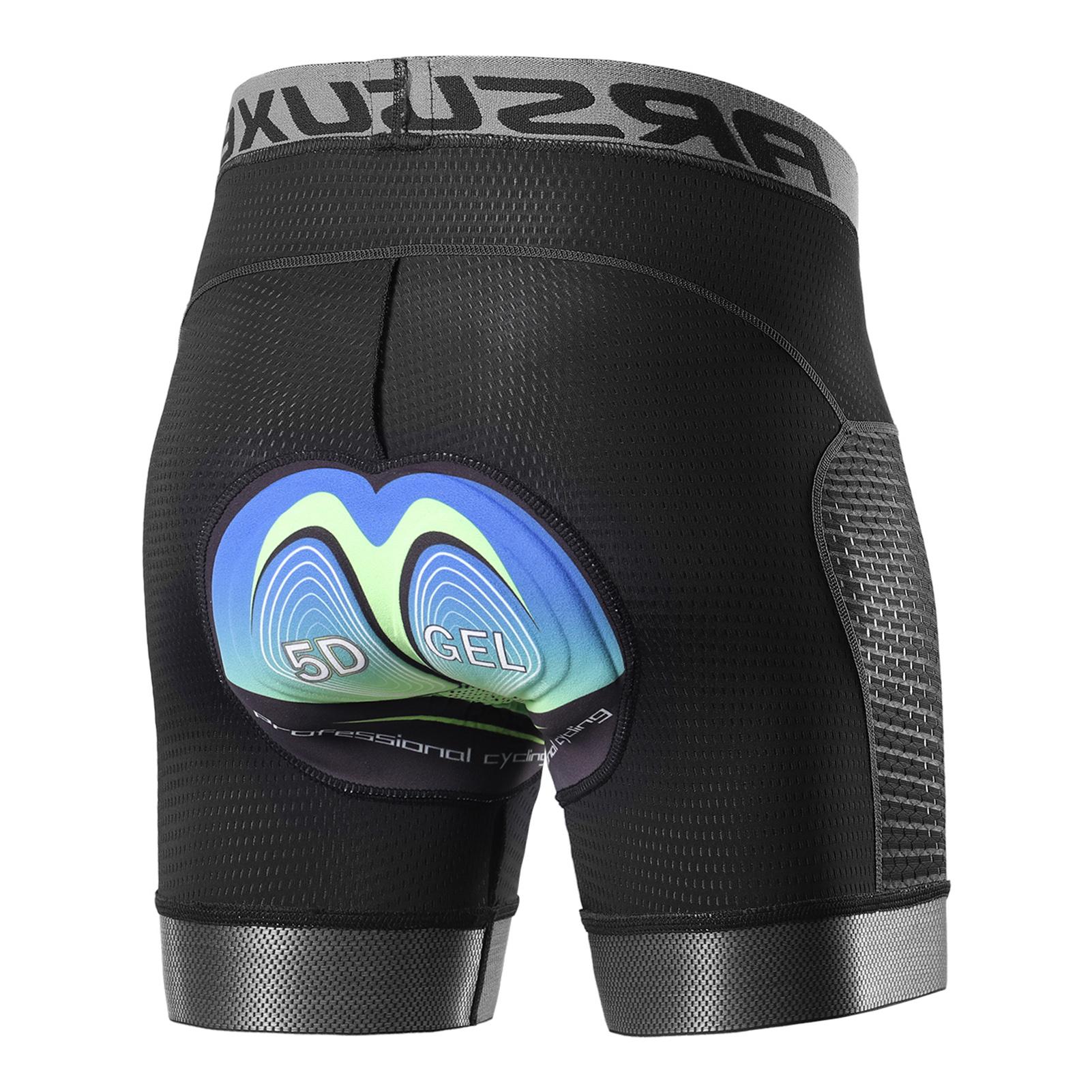 Arsuxeo Herren Fahrrad-Unterwäsche, Shorts, 5D-Gel-gepolstert, schnell trocknend, MTB, Fahrrad, Reitshorts XL schwarz