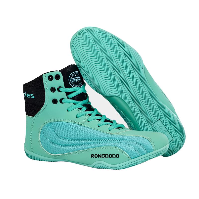 Neue Boxschuhe Kampf Training Kampfsport Fitness Übung Sanda Schuhe High Top Stoßdämpfend Wrestling Schuhe 46 grün