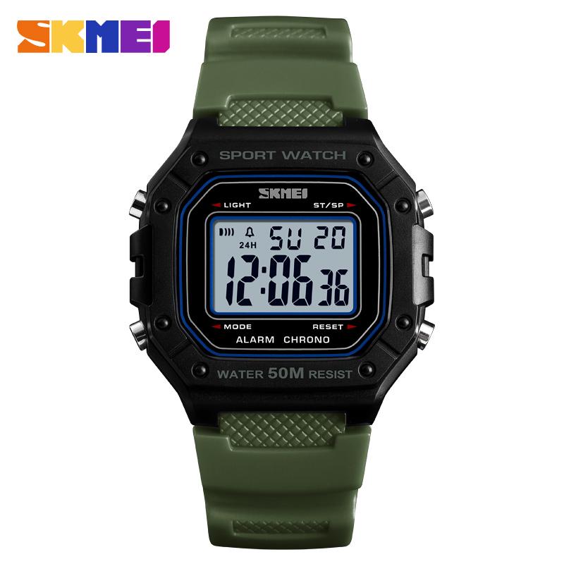 SKMEI Fashion Military Herren Digitaluhr Outdoor Sportuhr 5Bar Wasserdichter Wecker grün