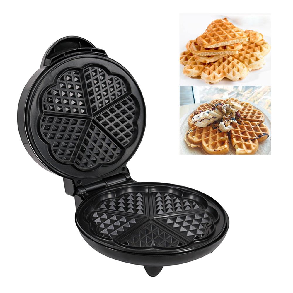 1000 W Waffeleisen, 5 herzförmige Waffeln, elektrisches Waffeleisen 13.34 * 29.85 * 22.86cm schwarz