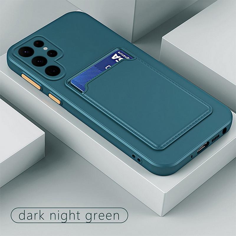 Brieftaschen-Kartensteckplatz-Halter für Samsung S25 S24 FE S23 Ultra S22 S21 Plus A56 A36 A16 A55 A15 A35 A54 A34 5G TPU Soft Candy Color Back Cover Bag Samsung S21 FE dunkelgrüne