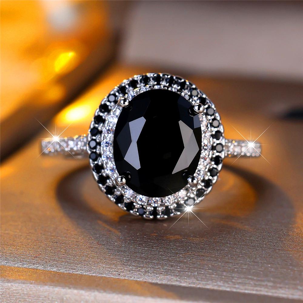Trendige Schwarze Zirkon Kristall Vintage Gold Kupfer Farbe Eheringe Verlobungsringe Für Frauen Männer Minimalistischer Schmuck 10 black