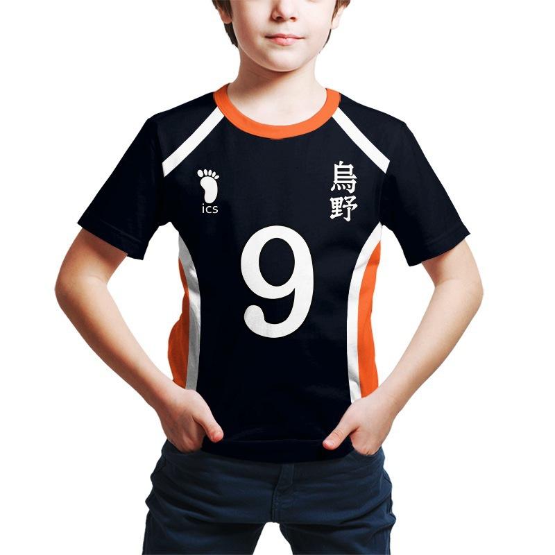Kinder T-Shirt 3D Druck Volleyball Jugend Cosplay Anime Kostüm Cosplay Bedruckte Kinderbekleidung 3D T-Shirt 160 black