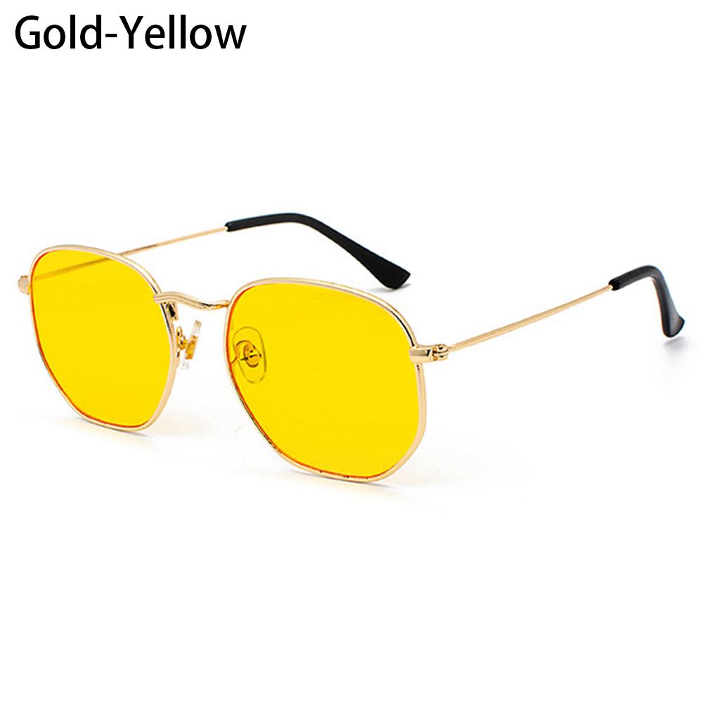 Neue Metall kleine quadratische Sonnenbrille für Männer Frauen Polygon verspiegelte Linse Sonnenbrillen Fahren Brillen Mode UV400 Brillen WHITE