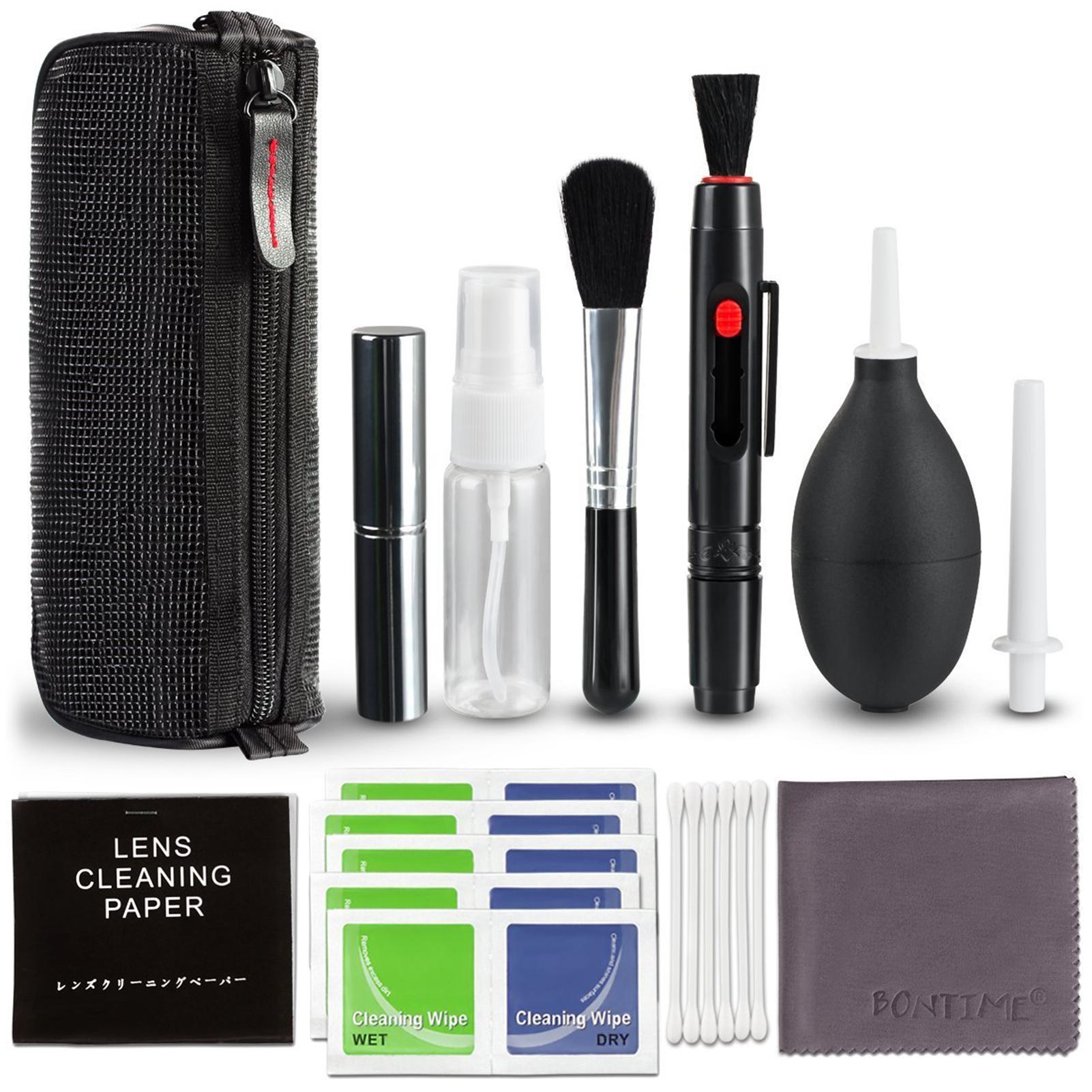 Professionelles Kamera-Reinigungsset, Objektiv-Reinigungsset mit Luftgebläse, Reinigungsstift, Reinigungstuch für die meisten Kameras, Mobiltelefone und Laptops schwarz