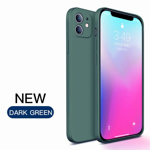 Für iPhone 7 6 6S 8 Plus Luxus Flüssigsilikon Soft Cover für iPhone 16 14 11 12 Pro X XR XS Max 13 Mini Pro 15 Max Stoßfeste Telefonhülle iPhone XR dunkle armee grüne