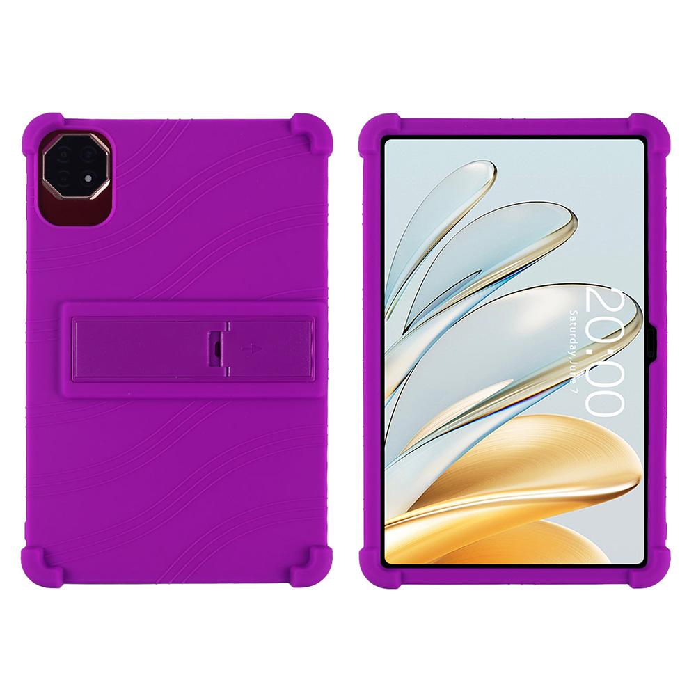 Hülle für Teclast T60AI/Blackview MEGA 2/DOOGEE T36 Tablet Sichere stoßfeste Silikon-Standabdeckung violett