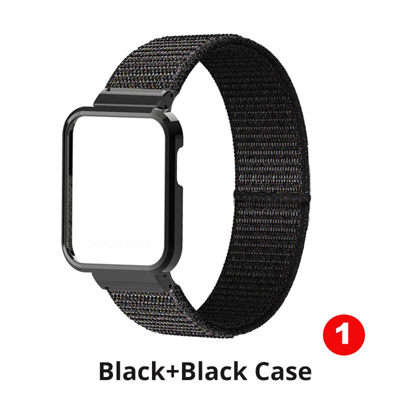 Nylon Armbänder Für Xiaomi Mi Uhr Lite Fall Strap Metall Protector Für Redmi Uhr 2 Lite / Mi Uhr Lite stoßstange Correa Band For Mi Watch Lite schwarz
