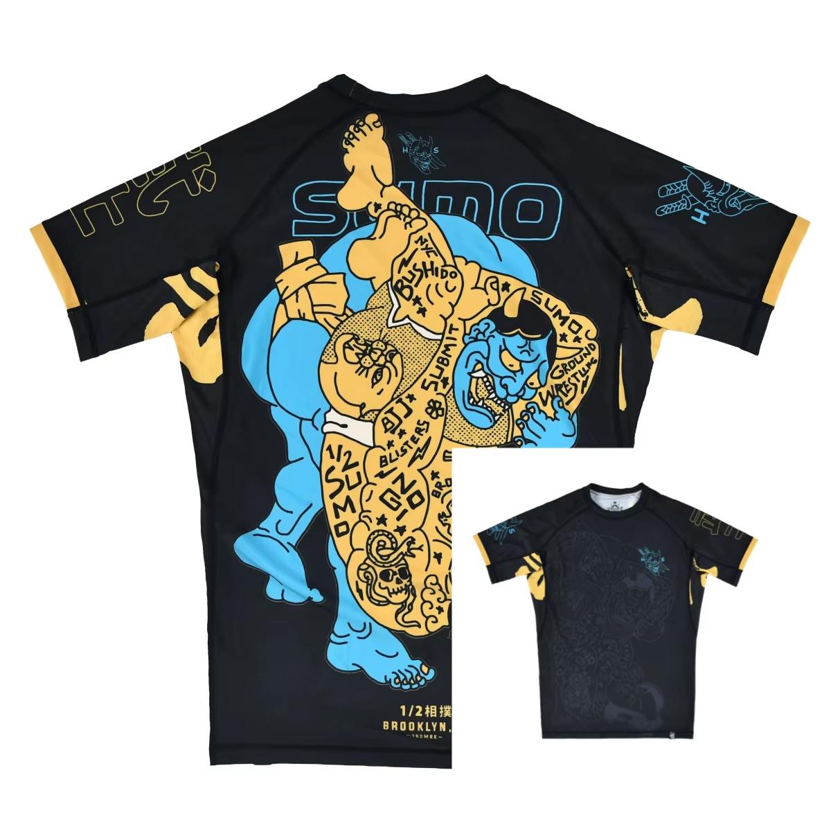 Herren BJJ/MMA Rash Guard Amerika Old School Stil Athleisure T-Shirt Sommer Atmungsaktiv Schnelltrocknend für Tägliches Fitness-Training Kinder S multi