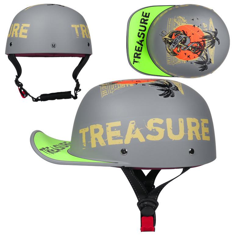 Vintage Gangster Persönlichkeit Baseballkappe Männer und Frauen bemalter Helm Schaufelhelm Kappe Helm Elektroauto Halbhelm Fahren L(57-58) sonnenuntergang