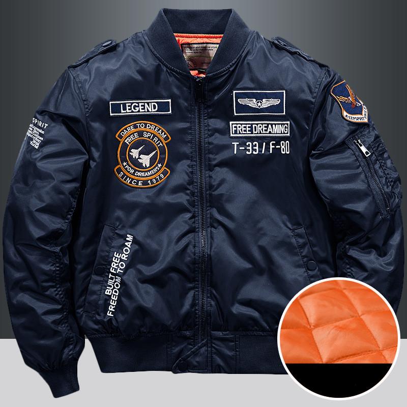 Winter Mode Stehen Kragen Jacke Mann Bomber Jacke Herren Windjacke Verdicken Jacken Mantel männer Kleidung Casual Werkzeug Jacke L navy blau
