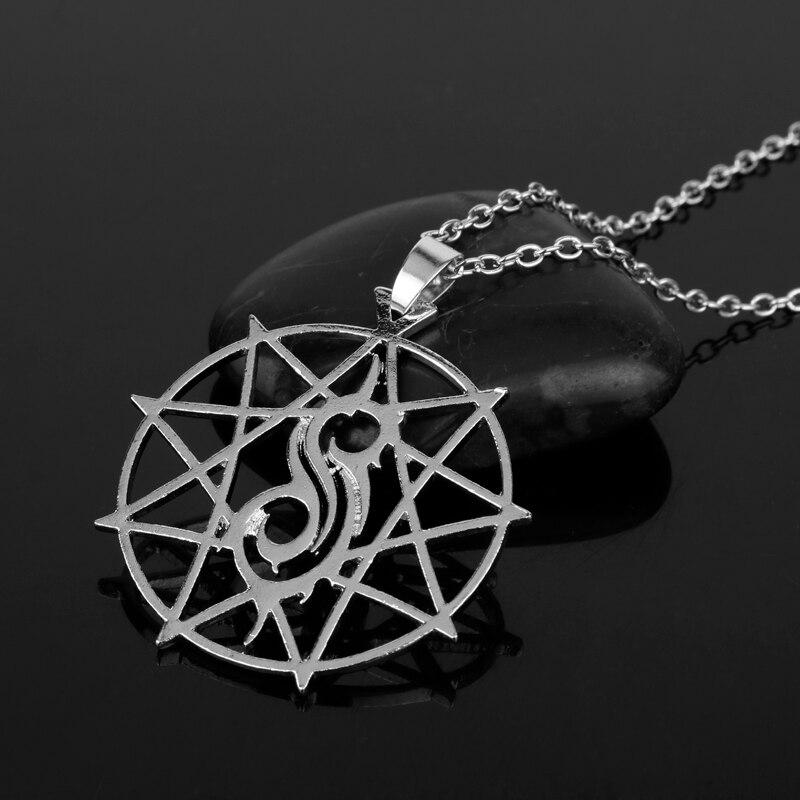 Metall-Rockband Slipknot-Logo-Anhänger-Halskette, lange Halskette aus Legierung