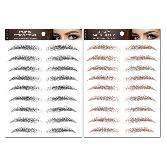 2 Blätter Wasserdichte Augenbrauen-Tattoo-Aufkleber Haarähnliche Natürliche Falsche Augenbrauen Make-up Zubehör E