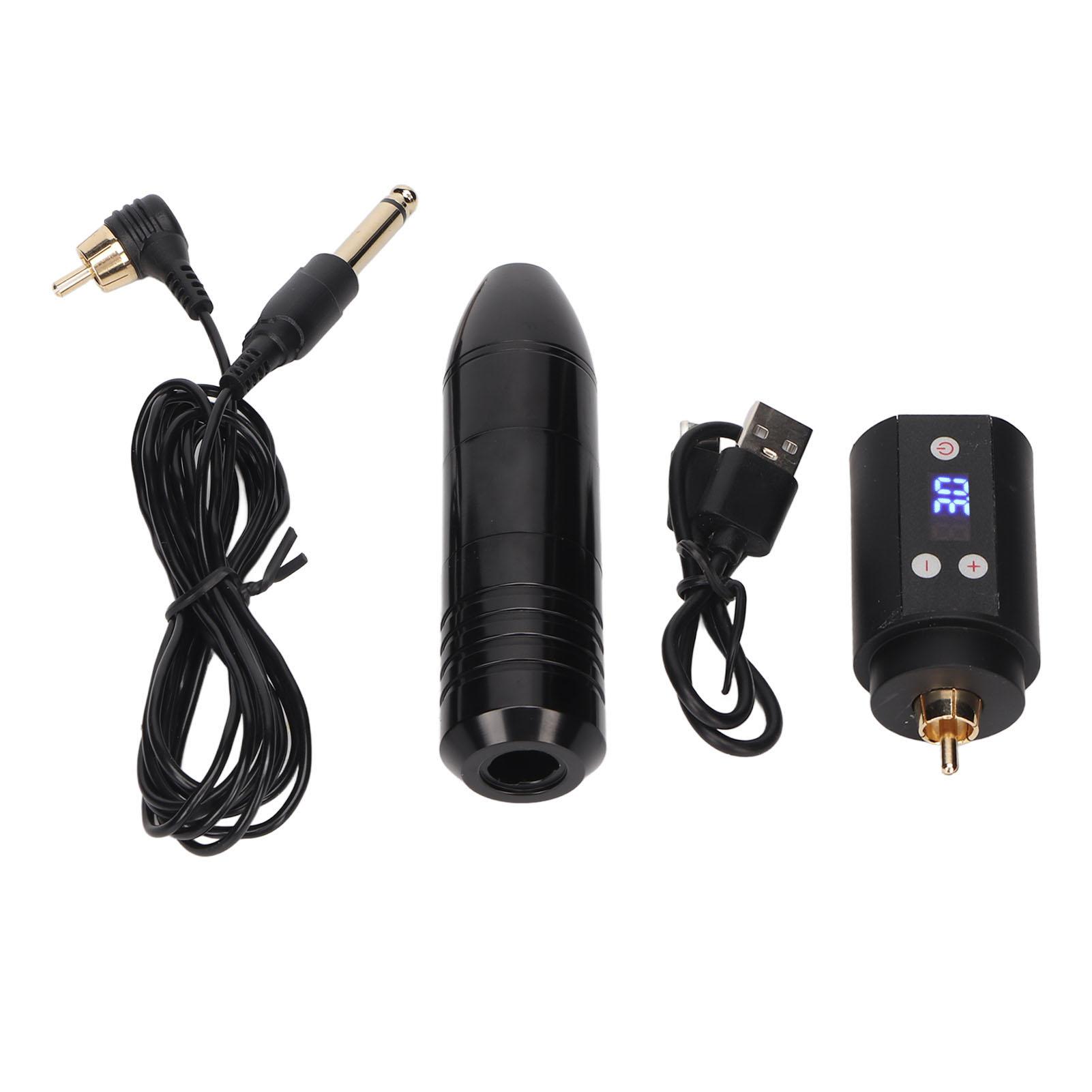 1500mAh Rotary Tattoo Pen Kit Kabellos Patronen RCA-Schnittstelle LCD-Bildschirm USB Wiederaufladbares Tattoo