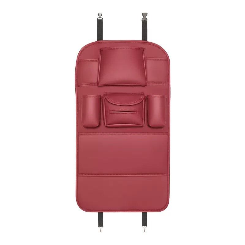 Leder Autositz-Rückenlehnen-Organizer, Aufbewahrungstasche, Schutzabdeckung, Anti-Kick-Pad, Auto-Styling für Autos, Auto-Rückenlehnen-Organizer, Rücksitzschutz wein rot