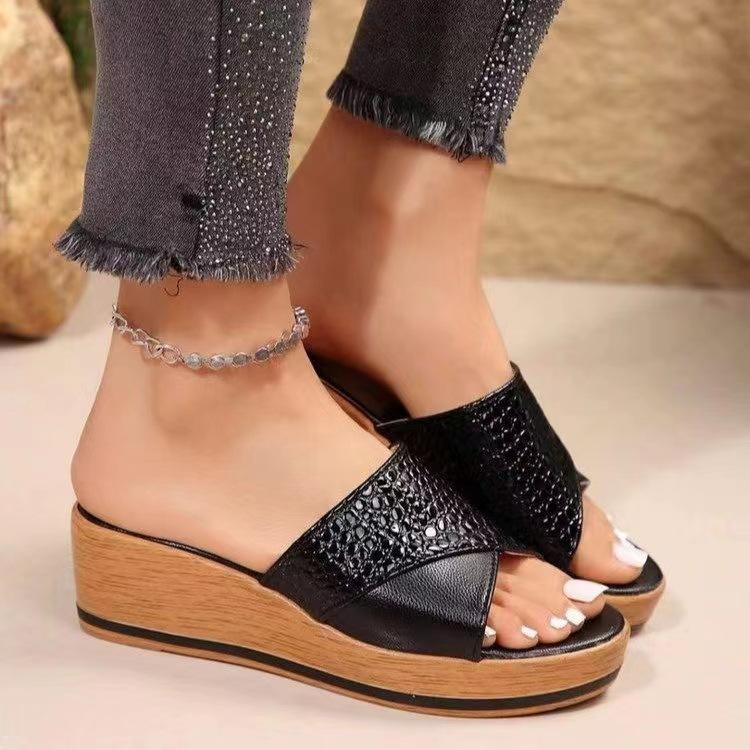 Damen Sandalen Hanf Keilabsatz Sandalias Mujer Plateausandalen Sommer Keilabsatzschuhe für Damen Sommerschuhe Damen Hausschuhe 41