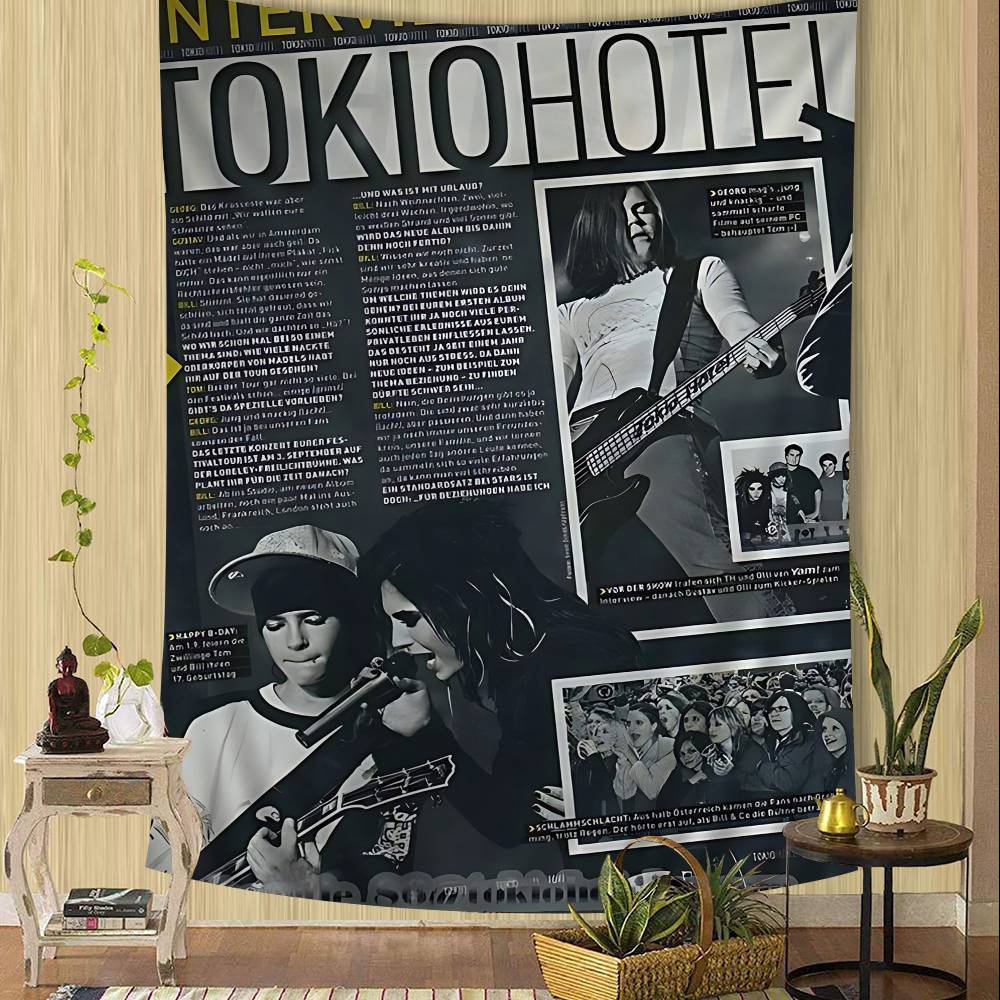 Tokio Hotel Band Aufdruck Großes Wandteppich Wandbehang Dekoration Haushalt Dekor Decke 125x150cm (50x60in)
