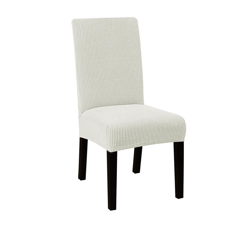 Jacquard-wasserdichter Stuhlbezug, Spandex-Stretch-Schonbezüge, Stuhlhussen für Küche, Esszimmer, Küche, Hochzeitsbankett elfenbein