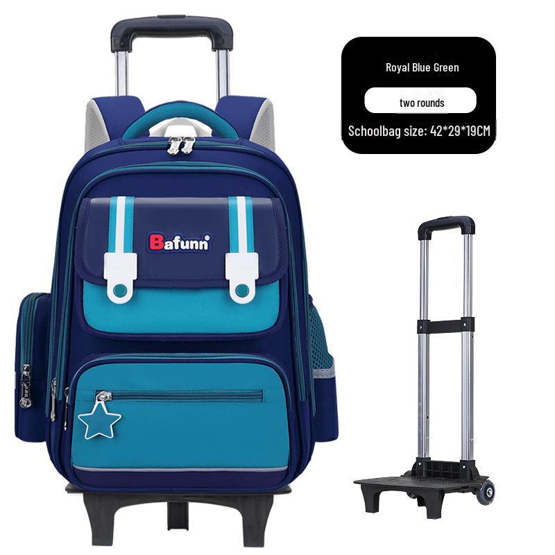 25 neue leichte Trolley-Schulranzen mit großem Fassungsvermögen für Jungen und Mädchen der Klassen 1-6 two-wheeled trolley grün