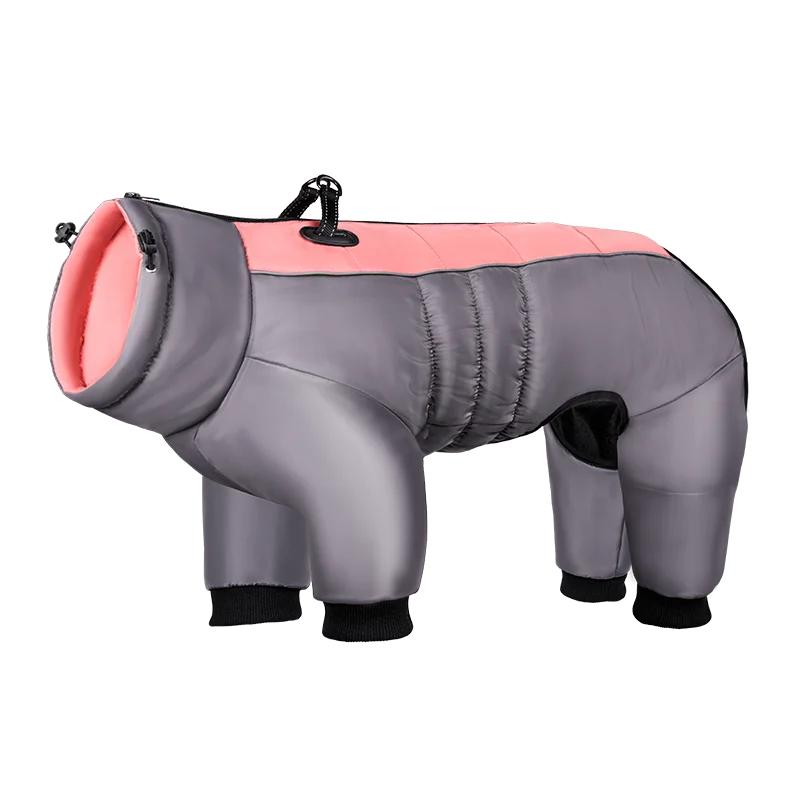 Overall für große Hunde, wasserdichte Hundekleidung für mittelgroße und große Hunde, Winter-Einteiler, Haustier-Overall, Jacke für französische Bulldogge, Labrador-Kostüm XL rosa