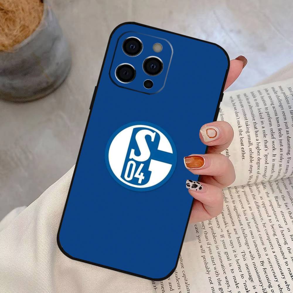 S-Schalke 04-PC Handyhülle für iPhone 17,16,15,14,13,12,11 Plus,Pro Max,XS,Weiches Silikon Schwarze Hülle iPhoneXsMax