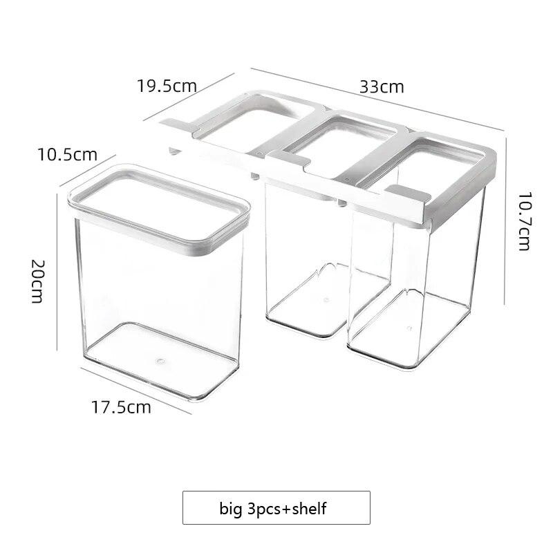 Neuer dehnbarer Organizer, Kühlschrank-Schubladenkorb, ausziehbare, verstellbare Schubladen, Abstandsschicht, Aufbewahrungsregal für Lebensmittel, frisches Getreide, Nüsse big 3pcs