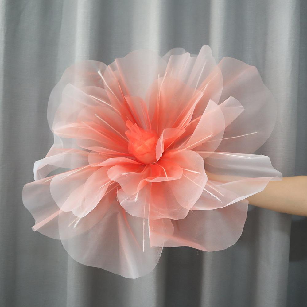 40/50/60cm Künstliche Rosenblüten Riesige Gaze Flauschige Blütenblätter Simulierte Rose Großer Blütenkopf Fotografie Requisiten Kunstblumen 40cm rot