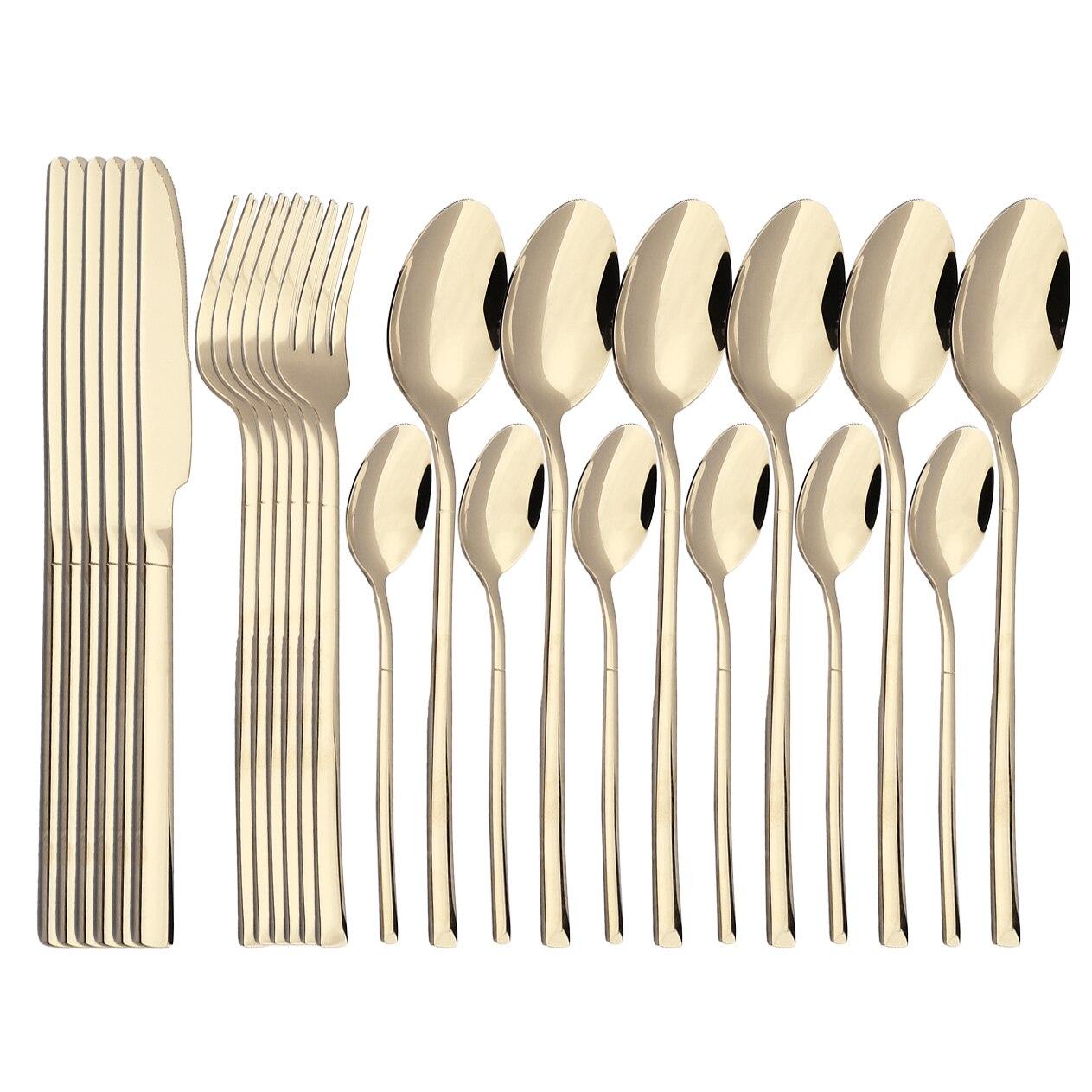 24Pcs Gold Geschirr Set Edelstahl Besteck Messer Gabel Löffel Geschirr KitchenTableware Besteck Set Spülmaschinenfest champagner