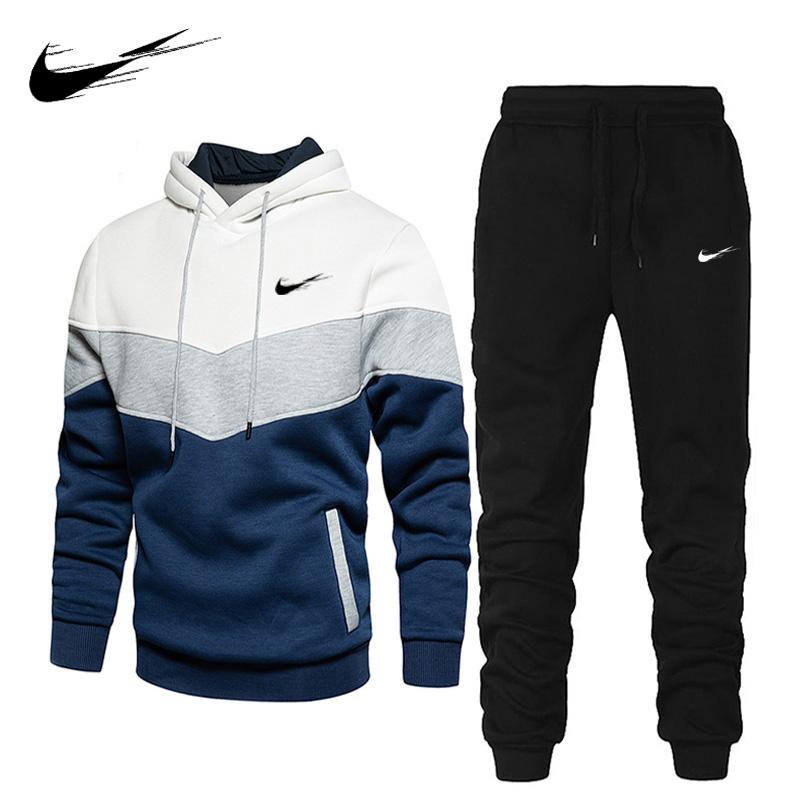 Weiß Herbst Winter Neue Stil Zwei Stück Set Hoodie + Hosen Männer Trainingsanzug Trainingsanzüge Casual Streetwear Herren Outfits Sport Anzüge Trainingsanzug Set S weiß