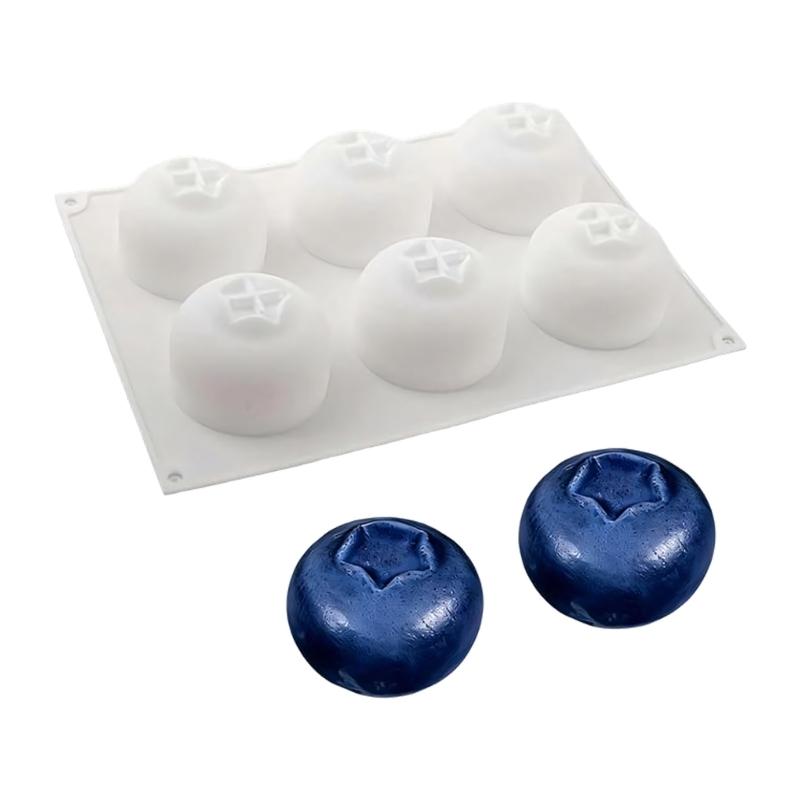 6-fach Blaubeer-Design Backformen Ungiftig Hitzebeständig Leicht zu lösen Silikon Mousse Kuchenformen Dessert Tablett 1