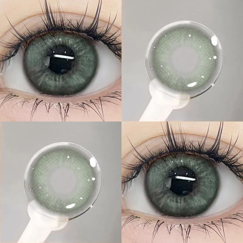 MillCreek 1 Paar Myopie-Kontaktlinsen, 1 Tag, weiche Linsen, 14,2 mm, bunte Kontaktlinsen mit Augen-Make-up, Puppenauge, bequem, kostenloses Geschenk -3.50 grün