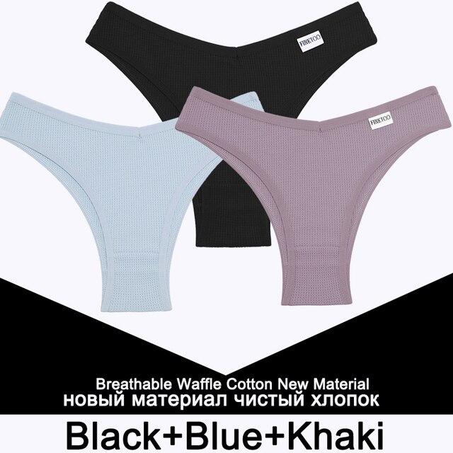 FINETOO 3 Teile/satz Frauen Baumwolle Höschen Damen Unterwäsche Sexy Tanga Sexy Slip Femme Unterhose V-taille Tanga Brasilianische Pantys bikini Tangas M