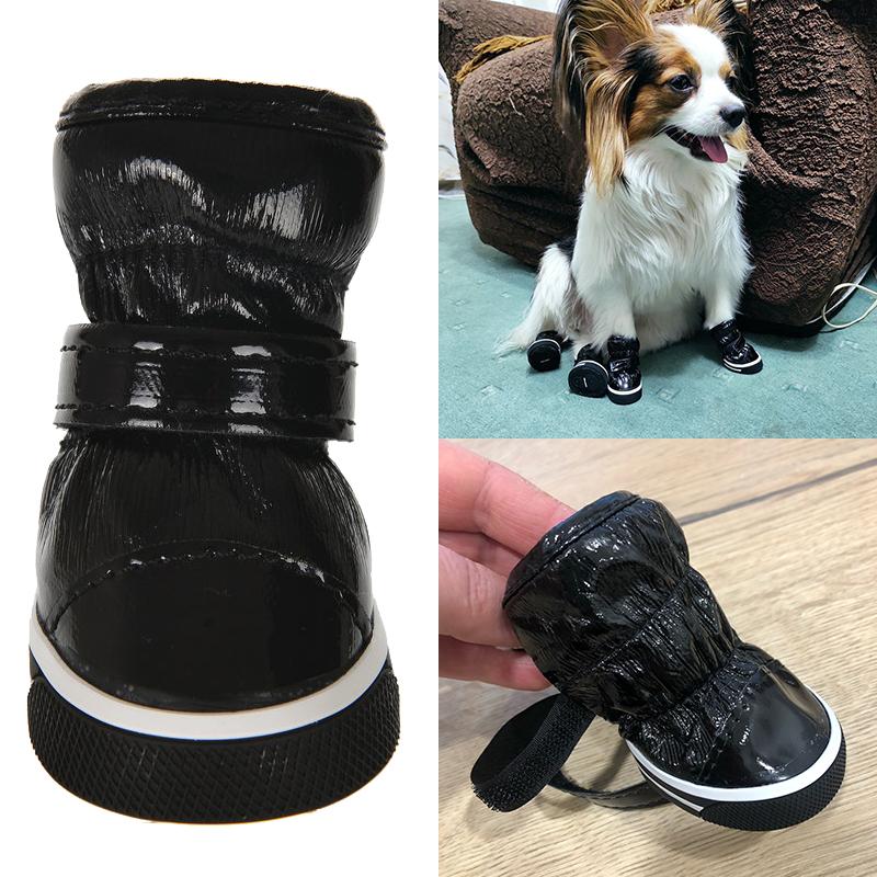 Winter Haustier Hund Schuhe Für Kleine Hunde Warme Fleece Welpen Haustier Schuhe Wasserdichte Hund Schnee Stiefel Chihuahua Yorkie Schuhe Pet produkte 1# schwarz