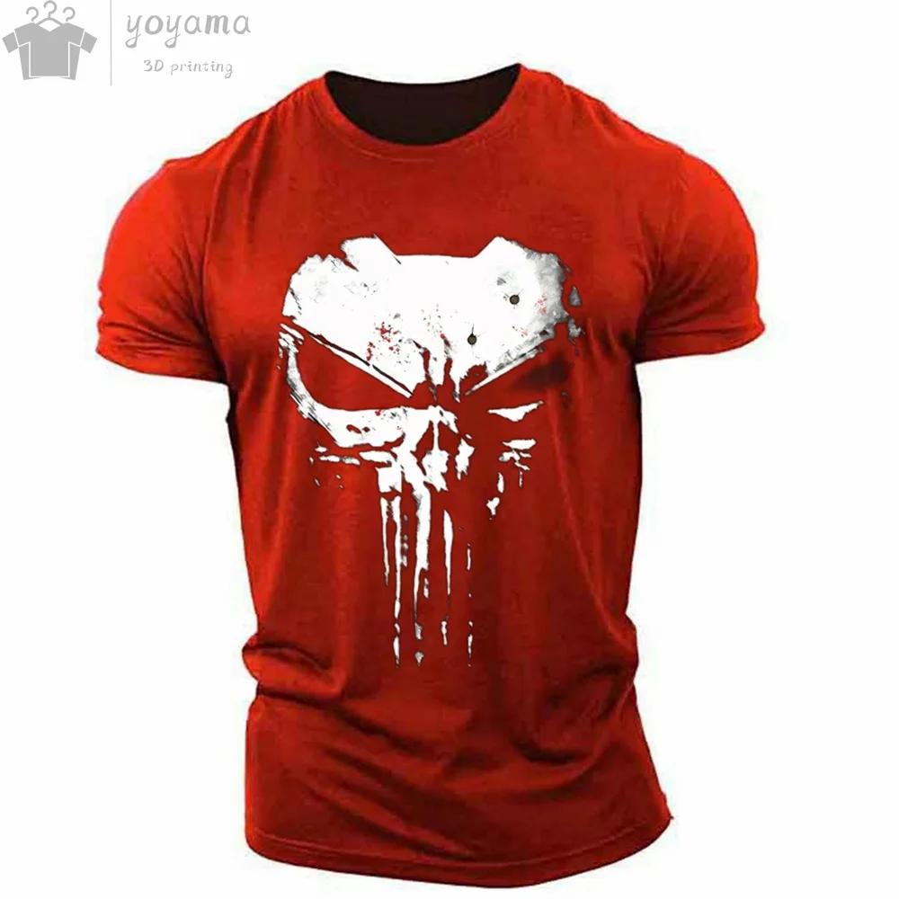 Herren T-Shirt 3D-Druck Militär Patriotischer Totenkopf O-Ausschnitt T-Shirt Übergroßes T-Shirt Kurzärmeliges T-Shirt Sportbekleidung Herrenbekleidung Oberteil 4XL